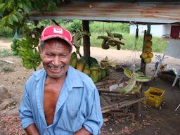 Farmer from Yaracuy selling fruits and vegetables in the road, in the state of Yaracuy, Venezuela.