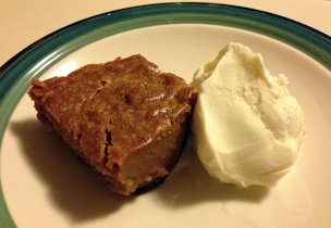 Persimmon pudding with vanilla frozen yogurt