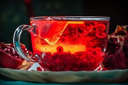 Pomegranate juice and ice cubes