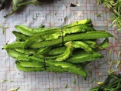 Fresh winged bean pods (Psophocarpus tetragonolobus) for sale at a market on northern Buton Island, Indonesia